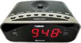 NAXA NRC-182 Bluetooth Dual Alarm Clock Radio with Two USB Charge Ports - £26.52 GBP