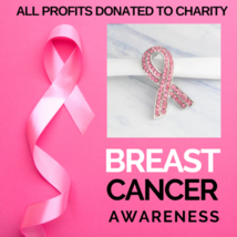 All Profits Donated - Pink Rhinestones Breast Cancer Awareness Ribbon Brooch - £9.37 GBP