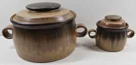 4 Pc Denby Romany Brown Casserole Lids Set Vintage Handle Dish England R... - $135.37 CAD