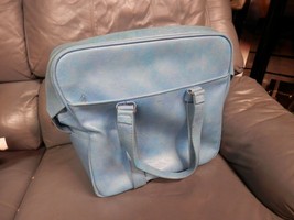 Vintage TURQUOISE CARRY ON PLANE Train Case Cosmetic Bag Escort SUITCASE - $59.99