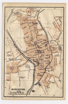 1906 Antique City Map Of Worcester / Worcestershire / West Midlands / England - $23.05