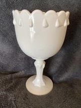 Indiana Teardrop Milk Glass 7&quot; Pedestal Small Compote Candy Bowl Tear Drop - £15.70 GBP
