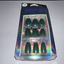 24pc Claire&#39;s Fake False Press On Nails Glue On Vegan Green Matte Coffin - $9.90