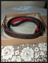 NIB Coach Boxed Small Pet Leash in Signature Canvas Brown Black Red Apple #CH155 - £74.27 GBP