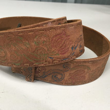 Floral Etched Colorful Medium Womens Western Belt 1.5&quot;  - £12.35 GBP
