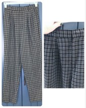 Vintage Dark Academia Black Plaid Pants Fits Small 4 6 28 Inch Waist Cot... - $19.80