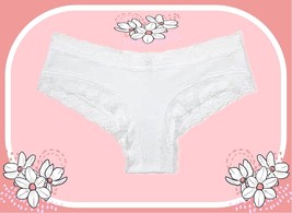S  Bright White Victoria&#39;s Secret Stretch Cotton Lace-Waist &amp; Leg Cheeky Pantie - £8.70 GBP