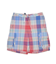 Polo Ralph Lauren Board Shorts Mens 34 Plaid Cargo Beach Surf Trunks Madras - £20.74 GBP