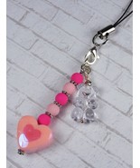 Gummy Bear Heart Handmade Cell Phone Charm Lanyard Strap Pink Clear New - $244.42 MXN