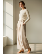 Women Pants A New Day Women&#39;s High-Rise Wide Leg Fluid Pants Beige 14 Short - $22.18