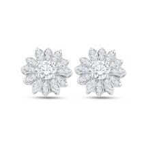 3Ct Round Brilliant Cut Cz Diamond Halo Flower Stud Earrings in 14K Gold Over - £57.38 GBP