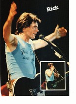 Rick Springfield teen magazine pinup clipping out stretched arms blue sh... - $3.50