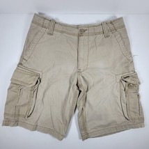 Aeropostale Cargo Shorts Men&#39;s Size 32 Flat Front Pockets Cotton Beige - £11.73 GBP