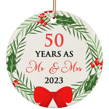 50th Anniversary Ornament 50 Years As Mr And Mrs Flower Wreath Christmas Gifts - £11.70 GBP