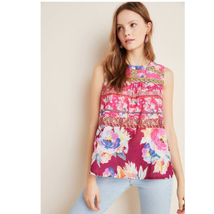 New Anthropologie VINEET BAHL Roderiga Embroidered Blouse $128 X-SMALL Pink  - £36.08 GBP