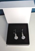 18k White Gold Plated Infinity Drop Earrings with Round Cut CZ- NEW! - £26.45 GBP