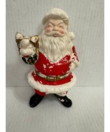 Vintage 50s Kreiss Santa Claus Wreath Ceramic Figure Taper Candle Holder... - €34,11 EUR