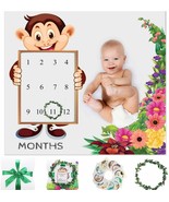 Baby Monthly Milestone Blanket Unisex- Wreath and 12 Stickers - Cotton F... - $24.74