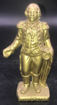 Vintage Golden George Washington Cast Iron Coin Bank 6&quot; Tall Fantastic Condition - £16.93 GBP