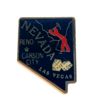 VTG Nevada State Map Enamel Pin Souvenir Reno Las Vegas Carson City Dices Minor - $12.99