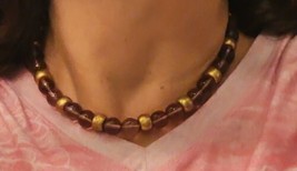 Vintage 16 Inch Brown And Gold Tone Bead Necklace - £10.11 GBP