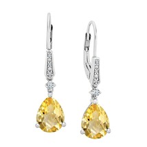 3ct Pera Corte Simulado Citrino Amarillo Y Circonita Cúbica Pendientes 925 Ley - £57.90 GBP