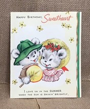 Vtg 1950s Hallmark Happy Birthday Greeting Card Booklet Anthropomorphic Bears - £17.40 GBP
