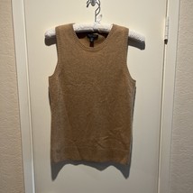 Saks Fifth Ave 100% Cashmere Tank Shell Size Small Tan Camel Round Neckline - $24.74