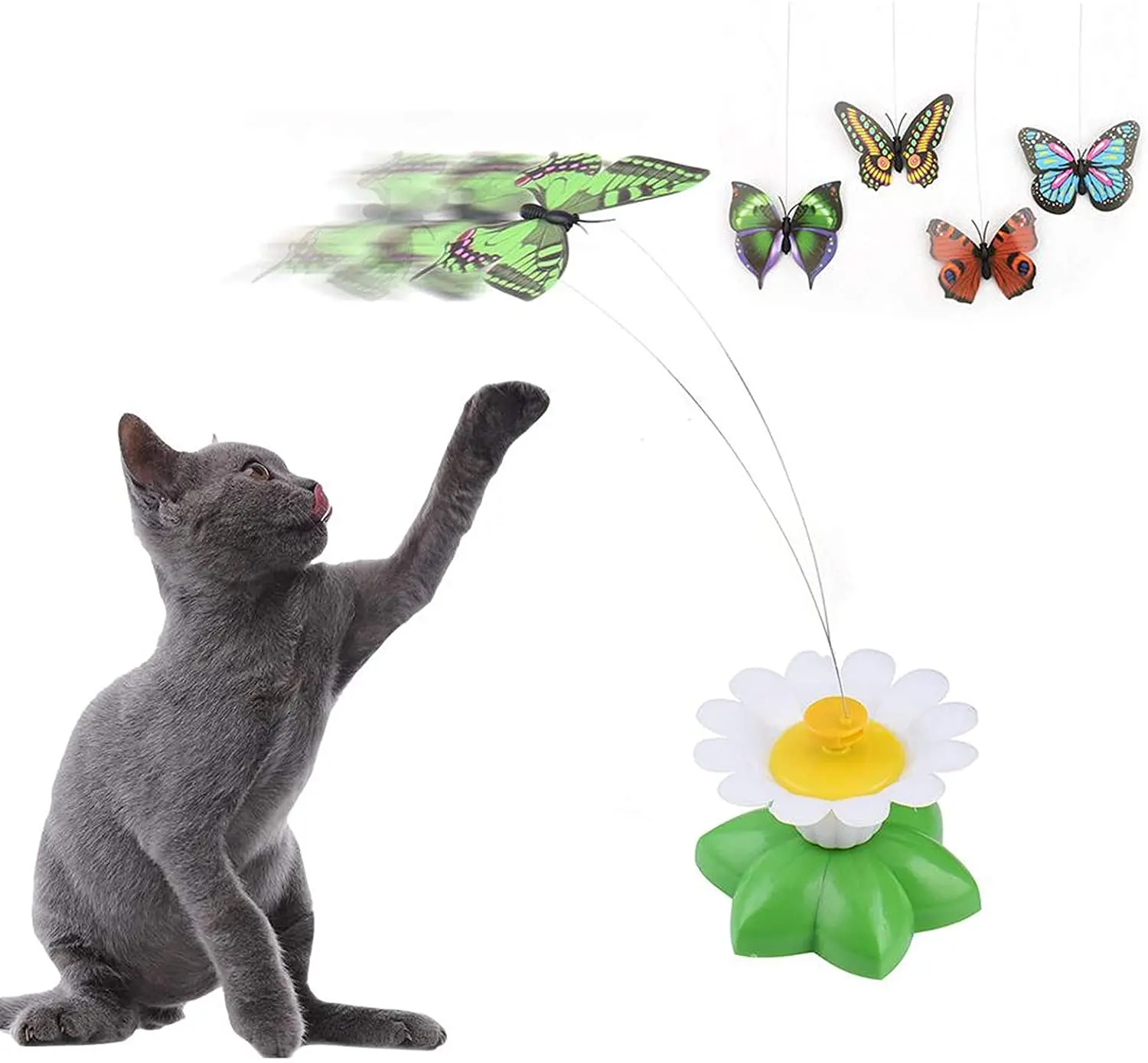 Olorful butterfly bird animal shape plastic funny dog cat toys interactive training cat thumb200