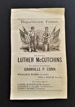 1874 antique POLITICAL REPUBLICAN campaign NH TICKET mccutchin conn hatch  - £70.02 GBP