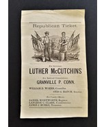 1874 antique POLITICAL REPUBLICAN campaign NH TICKET mccutchin conn hatch  - £70.36 GBP