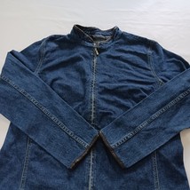 Willi Smith Stretch Full Zip Denim Women's Blue Cotton Blend Jeans Jacket Sz 14 image 8