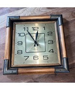 VTG MCM New Haven Quartz Wall Clock 13&quot; Solid Wood Bronze Battery Operated  - $470.27 MXN