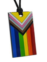 Progress Pride Necklace Pendant Enamelled Steel Gay Trans Bi Intersex LGBTQIA++ - £7.53 GBP