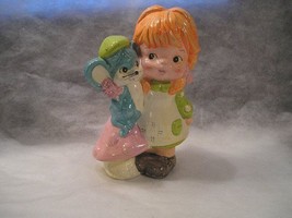 LITTLE GIRL CERAMIC/COMPOSIT WITH MOUSE, BANK (PIGGY BANK) HAND PAINTED ... - £3.95 GBP