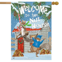 Winter Nut House House Flag Squirrels Welcome 28&quot; X 40&quot; - £23.58 GBP