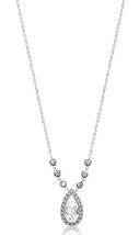 CZ by Kenneth Jay Lane Rhodium Pear Classic Frame Pendant Red Carpet Nec... - $93.56