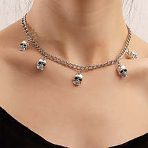 Silver-Plated Skulls Charm Necklace - £10.52 GBP