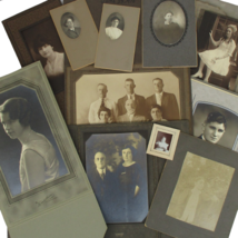 10 Antique Vintage Photo Portraits Matted Folders Children Adults 1890s-... - £11.81 GBP