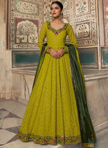 Beautiful Green Two Tone Multi Embroidered Anarkali Gown144 - £60.42 GBP