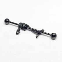 Black Snake Scaffold Piercing Bar Coiled Serpent 14g (1.6mm) PVD Industrial Bar - £7.60 GBP