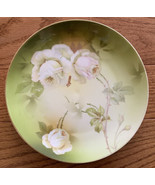 Vintage P.S.A.G Bavaria Hand Painted Green Floral Plate Pink White Roses... - £3.89 GBP