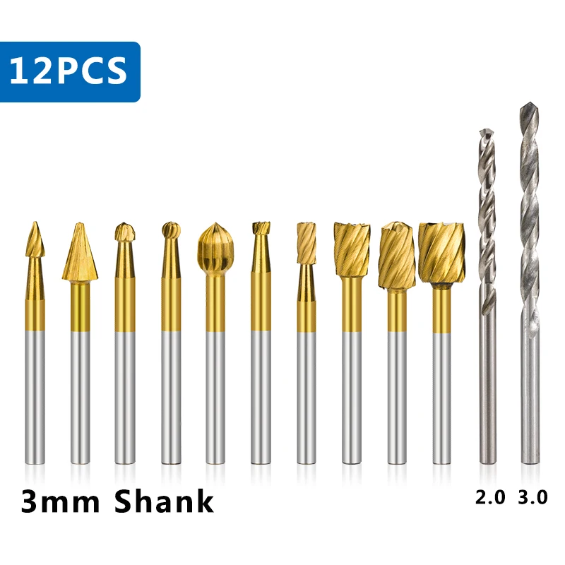 XCAN HSS Routing Router Drill Bits 12pcs for Dremel Carbide Rotary Burrs   Root  - $166.06