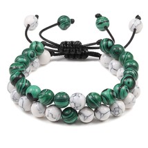 Couple Distance Natural Stone Braided Bracelets Green Malachite Bracelet For Wom - £8.81 GBP