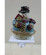 Vintage Kurt Adler KSA Snowman &amp; Cardinal Stocking Hanger Hook Metal Base - $492.39 MXN