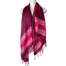 61&quot; Pink Red Purple Long Scarf w/ Fringe - No tags - £9.98 GBP