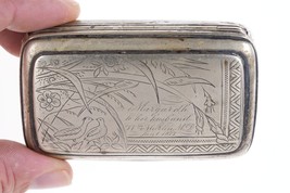 c1877 Engraved Quails Snuff Box with inscription - £213.64 GBP