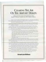 American Airlines 1997 Airport Debate Document &amp; Letter Love Field &amp; DFW  - $37.62
