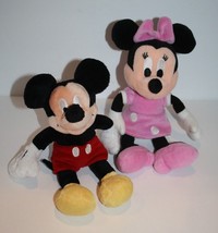 Disney Pink Minnie 10&quot; Mickey Mouse 9&quot; Small Beanbag Stuffed Plush Soft Toy Lot - £13.14 GBP