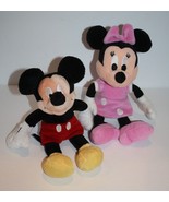 Disney Pink Minnie 10&quot; Mickey Mouse 9&quot; Small Beanbag Stuffed Plush Soft ... - £12.99 GBP